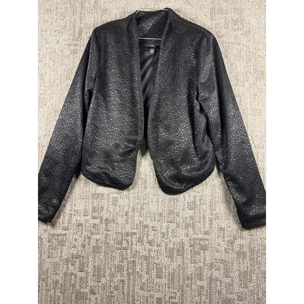 Mossimo Y2K Jacket L Black Textured Snakeskin Cropped Blazer